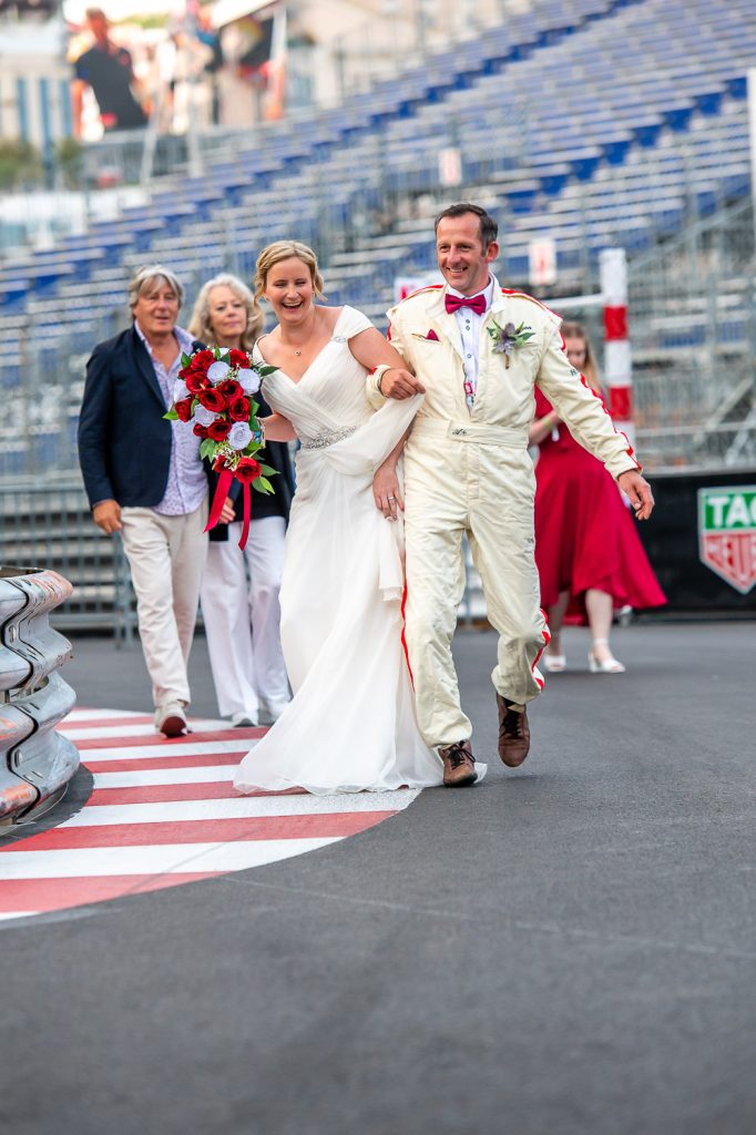 bride and groom monaco race track