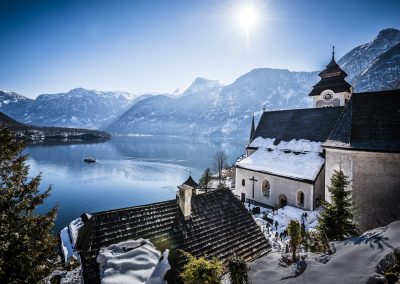 austria-hallstatt-church-lake-snow-landscape