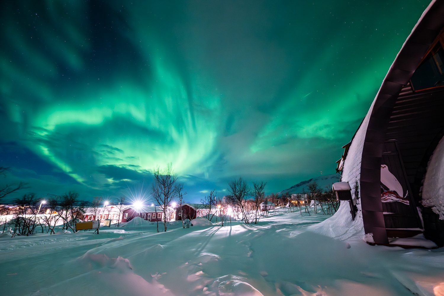 Northern Lights - Aurora Borealis- dancing over Kilpisjärvi in Finland